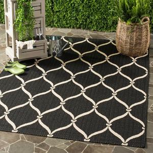 Ковер SAFAVIEH, 161 x 232 см, Washable Outdoor Courtyard Collection - , Black & Beige, Non-Shedding & Easy Cleaning, идеально для патио, заднего двора, прихожей (CY6654-256)