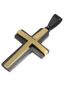 Adeliás Кулон унисекс - крест из нержавеющей стали с золотым покрытием