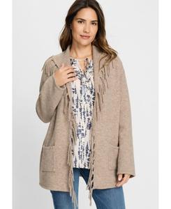 Женский кардиган с бахромой Olsen, Dark taupe melange