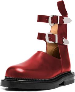 Женские ботинки YDN с двумя ремешками на щиколотке, круглым носком, невысоким каблуком-блоком, вырезами и пряжкой, для работы, шопинга и повседневной носки, размер 4-16 US, Red