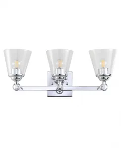 Светильник Marion Hurricane из металла и стекла, 3 лампы для туалетного столика Jonathan Y, silver