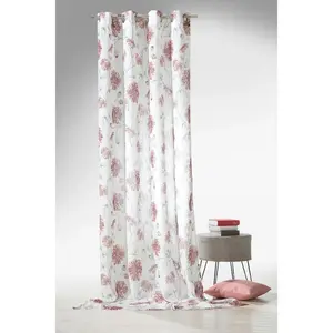 Шторы Dahlia с люверсами 1 шт., имитация льна, прозрачные, с цветочным узором, гардины, тюль Weckbrodt, красный