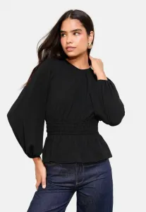 Блузка прямого кроя с круглым вырезом и длинными рукавами Friends Like These, Navy Blue