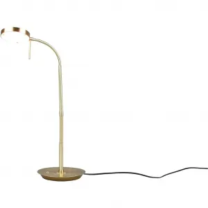 Настольная лампа TRIO Leuchten LED MONZA, настольная лампа с регулируемой цветовой температурой 2300-4000K LED-панель 1 шт. Сменa цветов | от теплого белого до холодного белого, гибко регулируемая головка лампы, высота 57-74 см Trio Leuchten, Messing matt