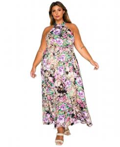 Женское платье больших размеров Bryony с цветочным принтом и воротником-халтером L I V D, Black Floral