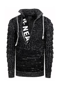 Вязаный свитер со стильным вырезом RUSTY NEAL, черный