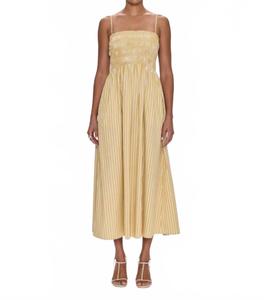 Бьянка платье с присборенным лифом в пляжную песочную полоску PISTOLA, Beach Sand Stripe