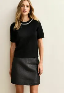 Джемпер с короткими рукавами и декорированным воротником New Look, Black