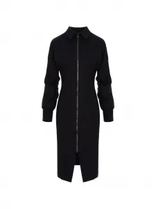 Платье с длинными рукавами на молнии Hamza, черный