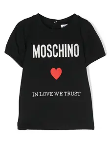 Футболка с вышитым логотипом Moschino Kids, черный