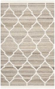 Ковер SAFAVIEH, 153 x 244 см, Natural Kilim Collection - Light Grey & Ivory, ручной работы, марокканский бохо узор, шерсть и вискоза, идеально для помещений с высокой проходимостью в гостиной, спальне (NKM317A)