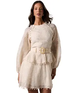 Платье с длинными рукавами, многоярусной юбкой и поясом Coast, белый