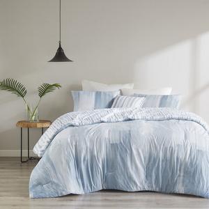 Набор двусторонних одеял из хлопчатобумажной ткани большого размера N Natori Brush Stroke из 4 предметов с декоративной подушкой, синий