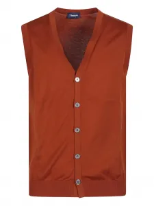 Жилет из хлопка на пуговицах Drumohr, оранжевый