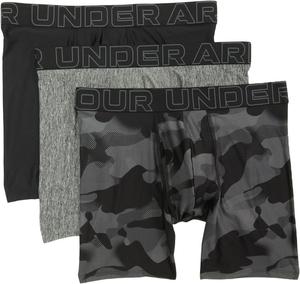 Боксеры Under Armour 3-pack Performance Tech Print 6” Boxer Briefs, черный