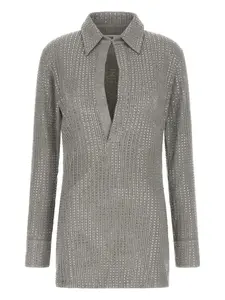 Платье с аппликацией из страз The Attico, серый