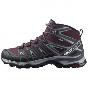 SALOMON Женские кроссовки X Ultra Pioneer Mid CSWP «Wine Tasting Granite Green»