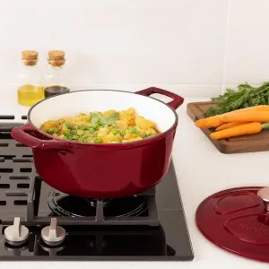 Чугунная сковорода, 2,5 л - 20 см эмалированная, жаропрочная - для всех видов посуды и варочных поверхностей - красная Markenlos