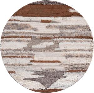 Ковер SAFAVIEH, 183 x 183 см, Kenya Collection, Grey & Brown, ручной работы из шерсти, с кистями, племенной узор, идеально для гостиной, прихожей, спальни (KNY225A-6R)