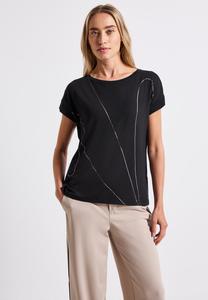 Футболка Street One MIT FEINEN LINIEN, Schwarz/Black