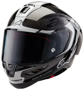 Шлем Supertech R10 Carbon Element Alpinestars, глянцевый черный карбон/серебряный