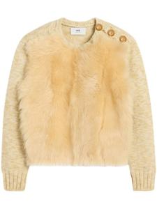 Свитер из овчины с круглым вырезом AMI Paris, нейтральный цвет