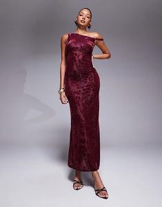 Эксклюзивное платье-макси Kaiia Devore с открытыми плечами в цвете бордо