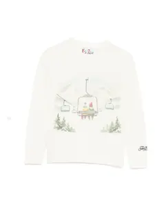 Свитер с круглым вырезом и графическим принтом Mc2 Saint Barth Kids, нейтральный