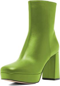 Женские ботильоны XYD с квадратным носком на платформе, с массивным высоким каблуком и боковой молнией, модные, для вечеринок и клубов, Lemon