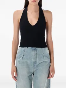 Топ с халтер-воротом в рубчик ETERNE, черный