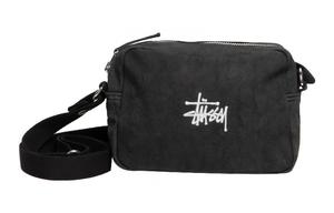 Хлопковая наплечная сумка через плечо унисекс черная Stussy