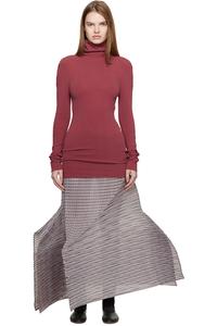 Issey Miyake Черная и коричневая полосатая юбка миди с машинной складкой