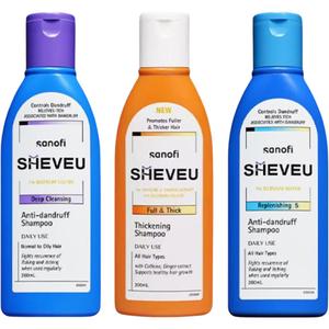 Selsun Elsin Upgraded Аминокислотный шампунь и кондиционер SHEVEU, three-piece set: oil control dandruff treatment фиолетовый bottle 200ml+thicken hair dandruff treatment оранжевый bottle 200ml+nourishing dandruff treatment синий bottle 200ml