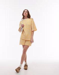 Шорты с текстурированной полоской оранжевого цвета Topshop