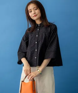 Блузка с вышитым кружевным воротником Suite L, цвет Black [005]