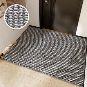 Budis Ковер 100х120 см для прихожей, японский лен, двусторонний противоскользящий, серо-белый