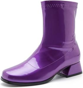 Женские сапоги Gogo с широким каблуком средней высоты и молнией Fereshte, Purple