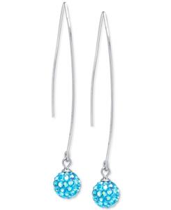 Серьги-протяжки в форме шара с кристаллами, инкрустированные кристаллами, из стерлингового серебра Macy's, Aqua