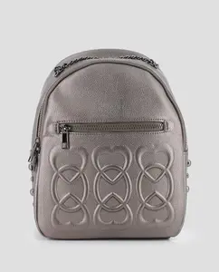 Женский рюкзак с сердечками и ручкой-цепочкой Blogger, серый