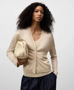 Женский полупрозрачный вязаный кардиган Adolfo Dominguez, бежевый