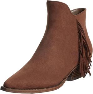 Женские ботильоны FOWT с заостренным носком и кисточками, массивным невысоким каблуком, короткие, повседневные уличные челси, размеры 4-16 США, Brown