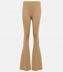Вязаные крючком расклешенные леггинсы с высокой талией Magda Butrym, бежевый