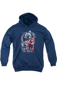 Толстовка с капюшоном для детей Justice League of America "Охотники за бурями" Gildan, темно-синий