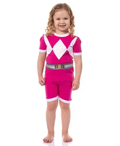 Детская облегающая пижама с рисунком персонажа из двух предметов для мальчиков Power Rangers, розовый