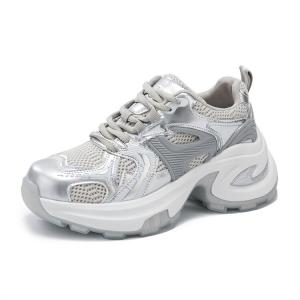 Кроссовки женские толстые низкие La Chapelle, серебряный