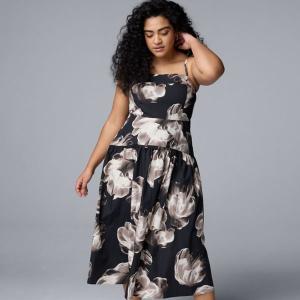 Платье миди с заниженной талией больших размеров Simply Vera Vera Wang, цвет black beige floral