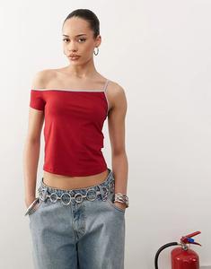 Топ на одно плечо jala красного и фиолетового цвета Motel