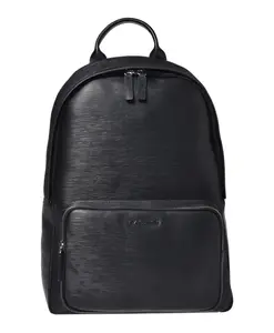 Черный кожаный рюкзак с принтом Baldinini, черный