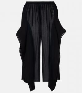Низкие широкие брюки из жоржета Alaïa, Noir Alaia
