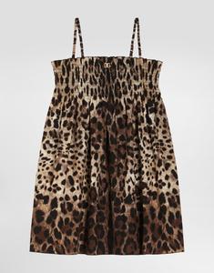 Платье из поплина с леопардовым принтом DOLCE & GABBANA, мультиколор